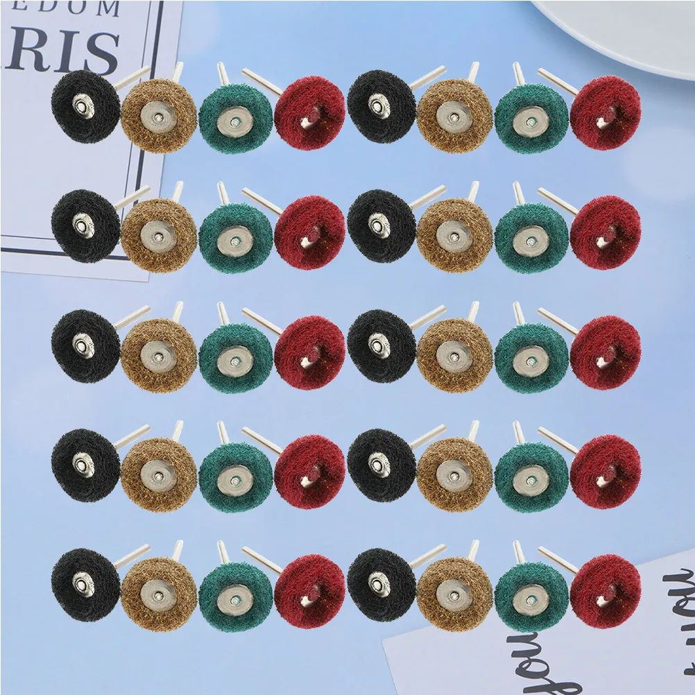40Pcs Polishing Wheel Set Nylon Abrasive Four Colors Red Yellow Green Black for Rotary Tool Drill Polishing Wheel