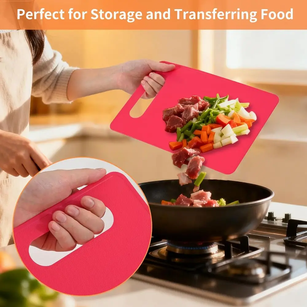 3-Pack Small Chopping Boards - BPA-Free, Dishwasher Safe, Color-Coded for Meat, Veggie, and Fruit, with Easy Grip and Non-Slip D