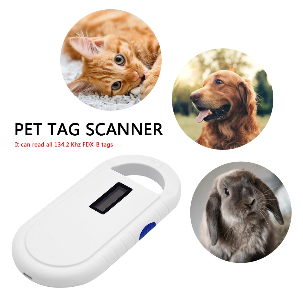 Lector RFID portátil para animales, 125KHZ, 134,2 KHz, lector de microchip para animales, escáner de chips para mascotas recargable para ISO 11784/11785/FDX-B/ID64