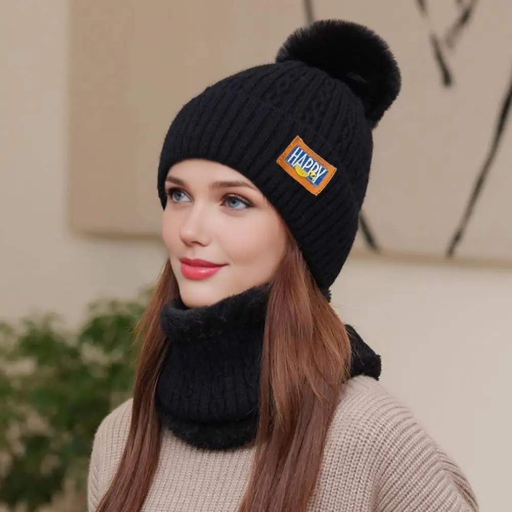 Ladies Thermal Hat Cozy Ladies Hat Winter Women's Plush Ball Knitted Hat with Anti-slip Windproof Design for Outdoor Activities