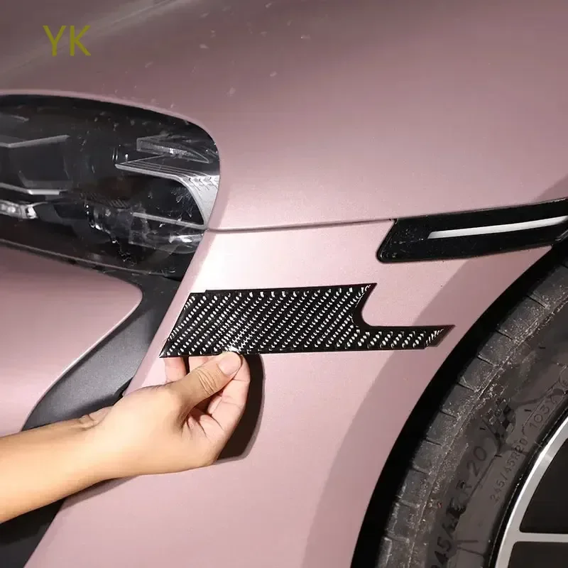 

Soft Carbon Fiber Car Front Steering Lamp Side Panel Decorate Stickers Car Accessories For Porsche Taycan 2019-2025