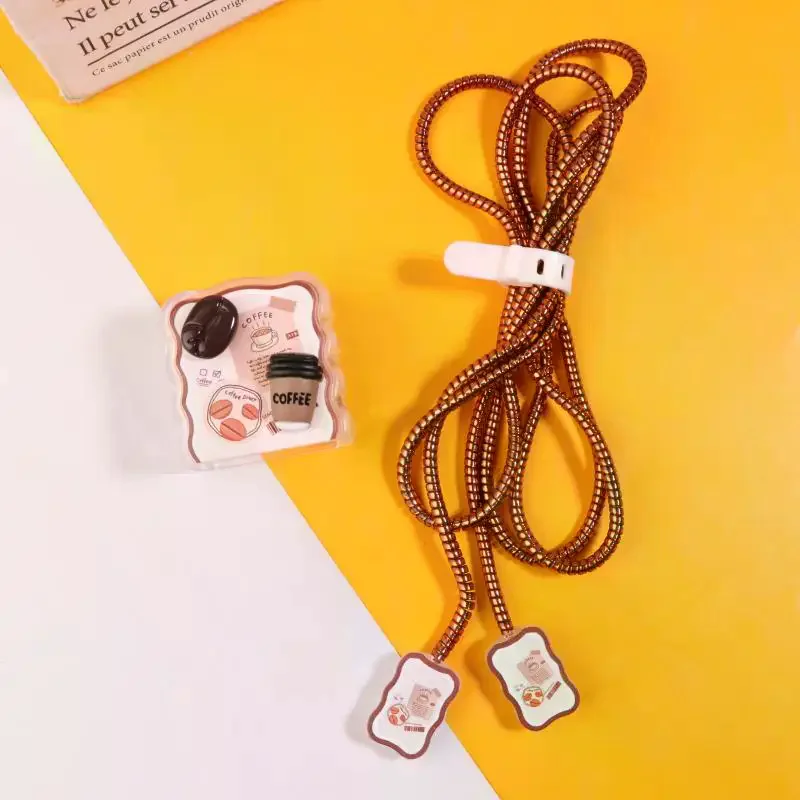 18/20W Charger Cable Protector - Cute Coffee Design Spiral Sleeve for Original Data Lines