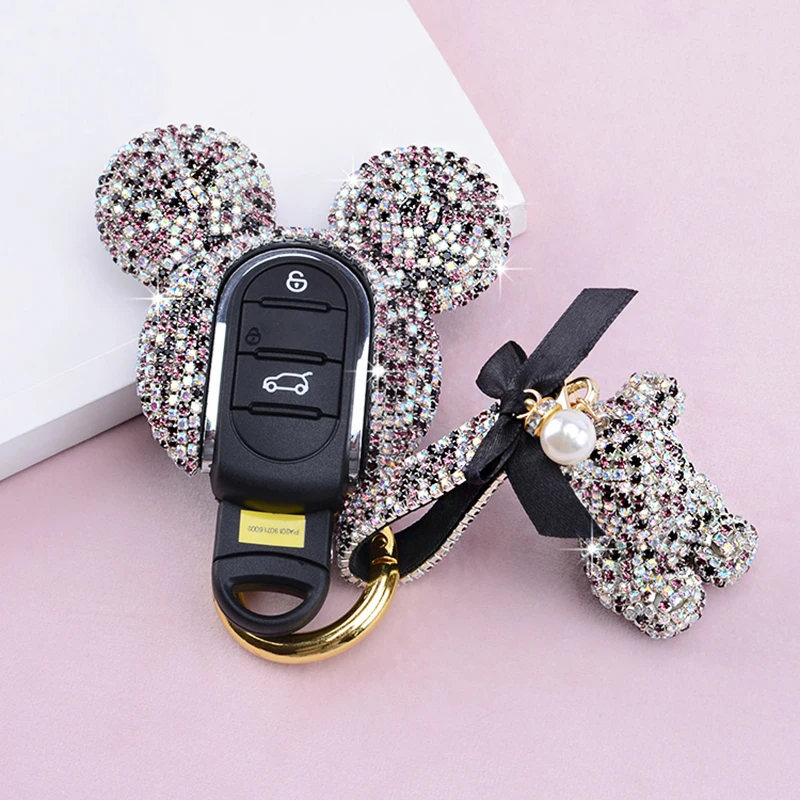 Diamond Crystal Key Cover Case Keychain Key Protector Ornament For Copper One S J C W F55 F54 F56 F57 F 60 Country man Club man