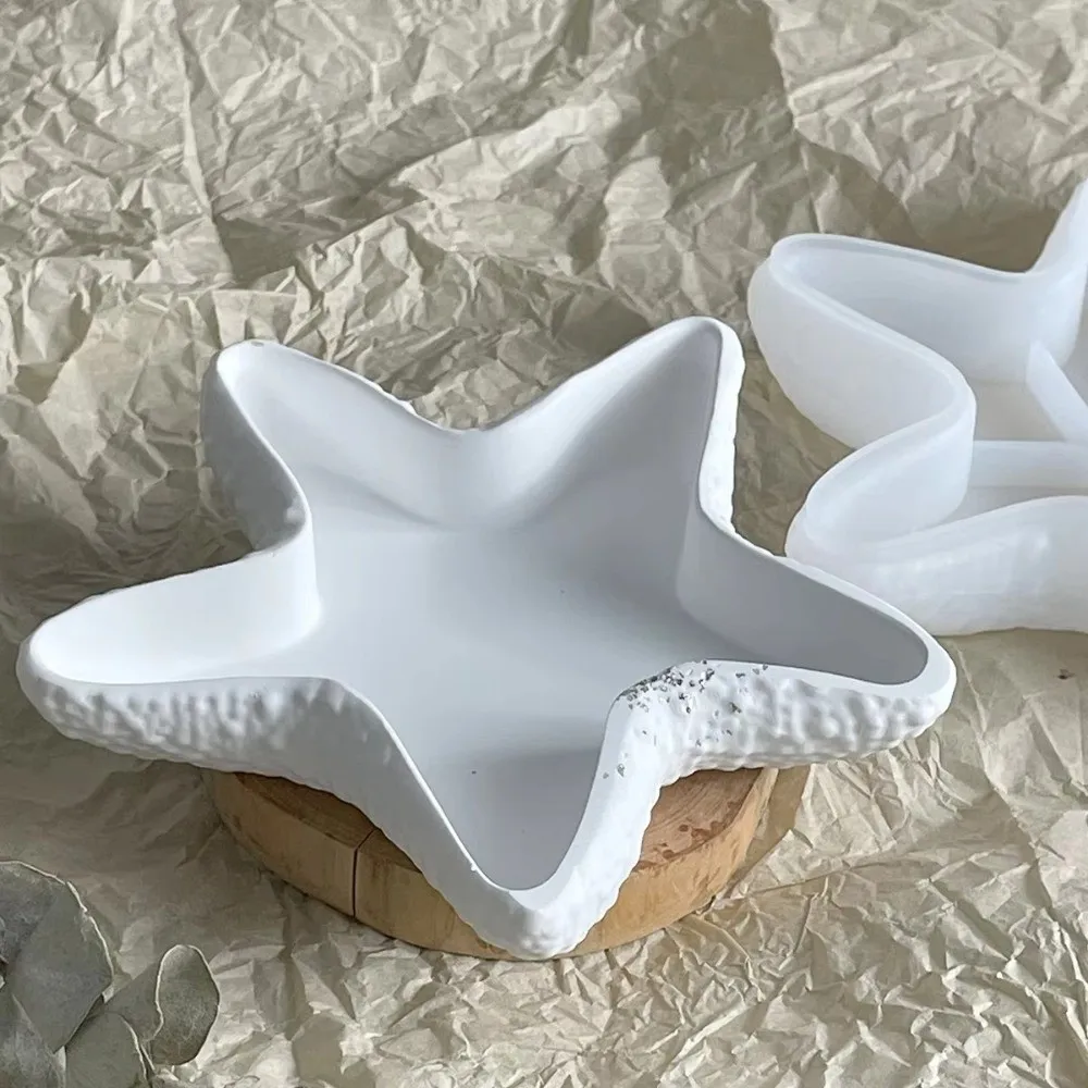 DIY 3D Starfish Tray Silicone Mold Resin Plate Plaster Concrete Casting Mould Pentagram Jewelry Storage Pallet Molds Home Decor