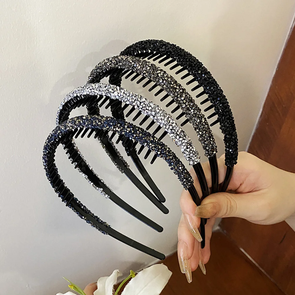 Fashion Korea Crystal Soft Headband Girl Hair Hoop Solid Color Thin Hair Band Simple Headwear For Women Classic Hair Accessories