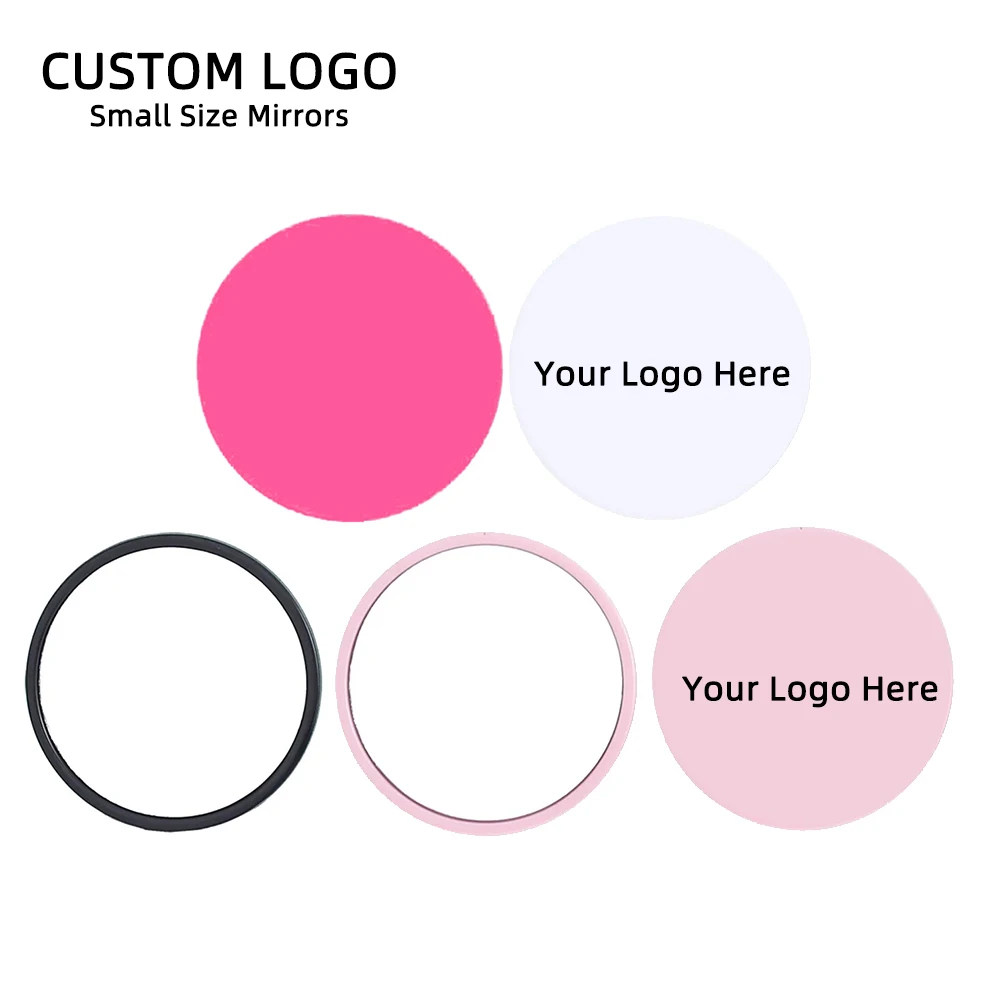 1 Pc Small Mirror Round Shape Custom Logo Red Pink White Black Personalized Wedding Souvenir Gift Ideas Porable Pocket Mirrors