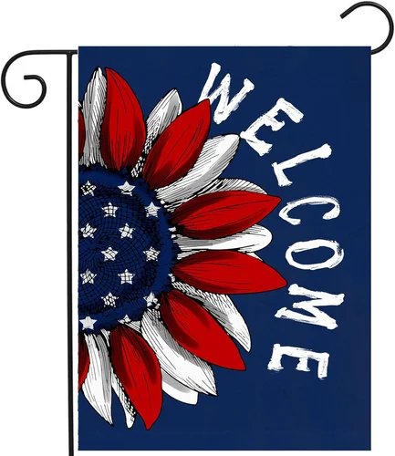 4Th of July Sunflower Garden Flag Red White Blue Floral Yard Flags Small Memoria 313114623653 AAV