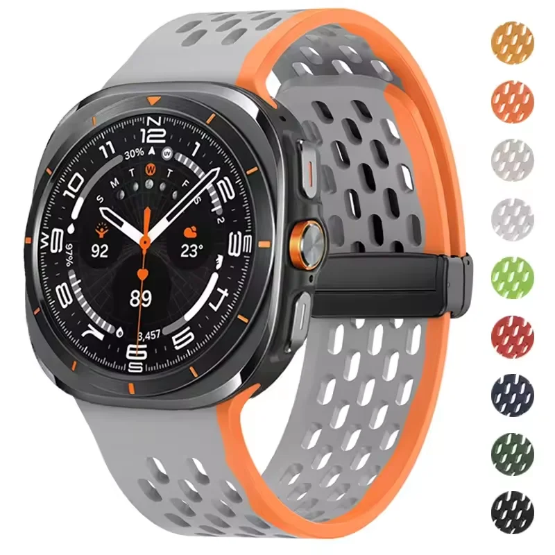 Silikonarmband für Samsung Galaxy Watch Ultra 47 mm, magnetisch, keine Lücken, Sportband, Correa-Armband für Samsung Galaxy Ultra 47 Hülle