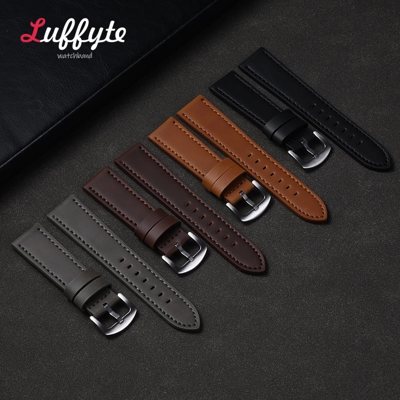 Calfskin Leather Men's Fashion Wristwatch Strap 18mm 20mm 22mm 24mm Watchband Accessories Wristband Bracelet