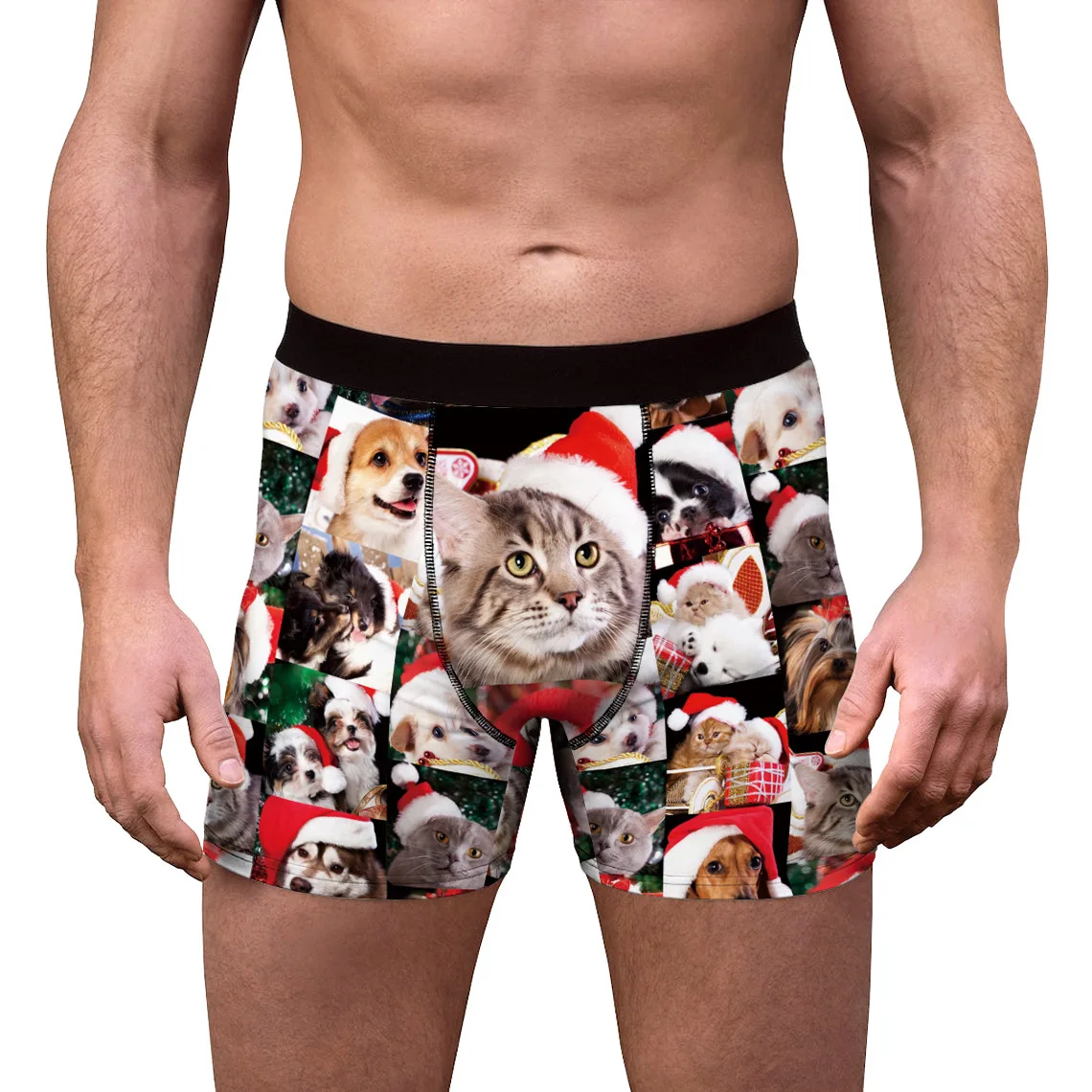 Christmas Series Shorts Men's Quick Drying Bodybuilding Tight Shorts Anime Cartoon Elastic Waisted Sports Underwear