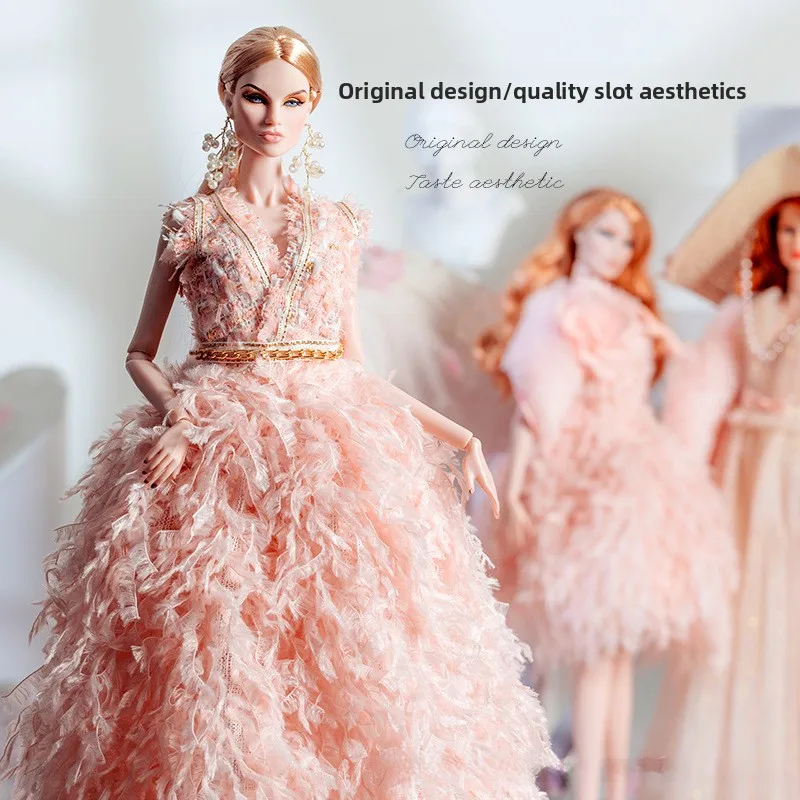 Xianxian Doll Clothes Suit 1/6 Anime BJD Supermodel Doll Clothes Accessories Feather Dress Gauze Skirt Girls DIY Toys Collector