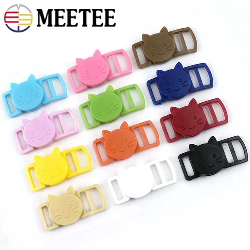 50/100Pcs Meetee 10mm Plastic Quick Side Release Buckle Safty Breakaway Adjust Clasp Cat Dog Collar Webbing Strap Accessories