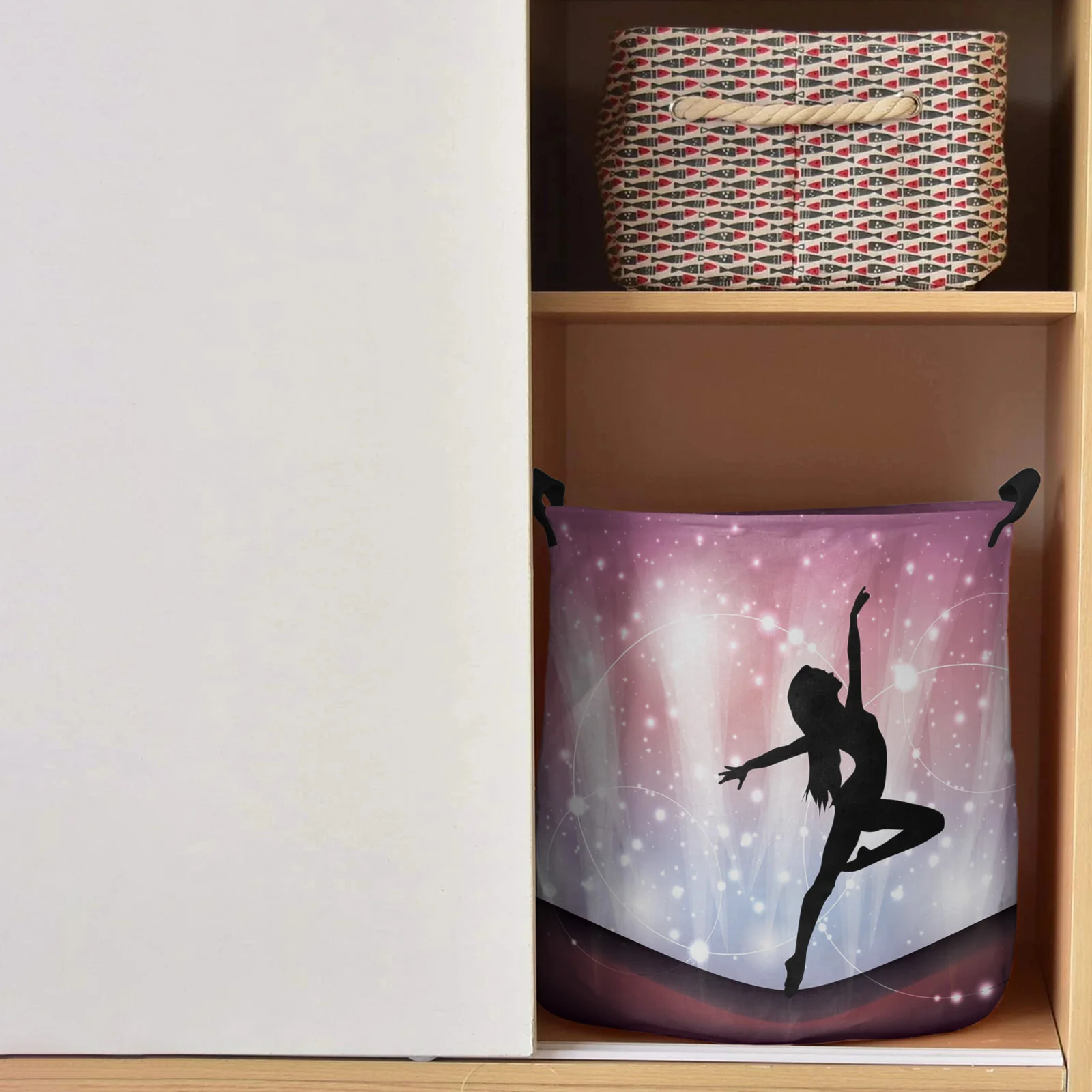 Dance Woman Silhouette Starry Sky Dirty Laundry Basket Foldable Home Organizer Basket Clothing Kids Toy Storage Basket