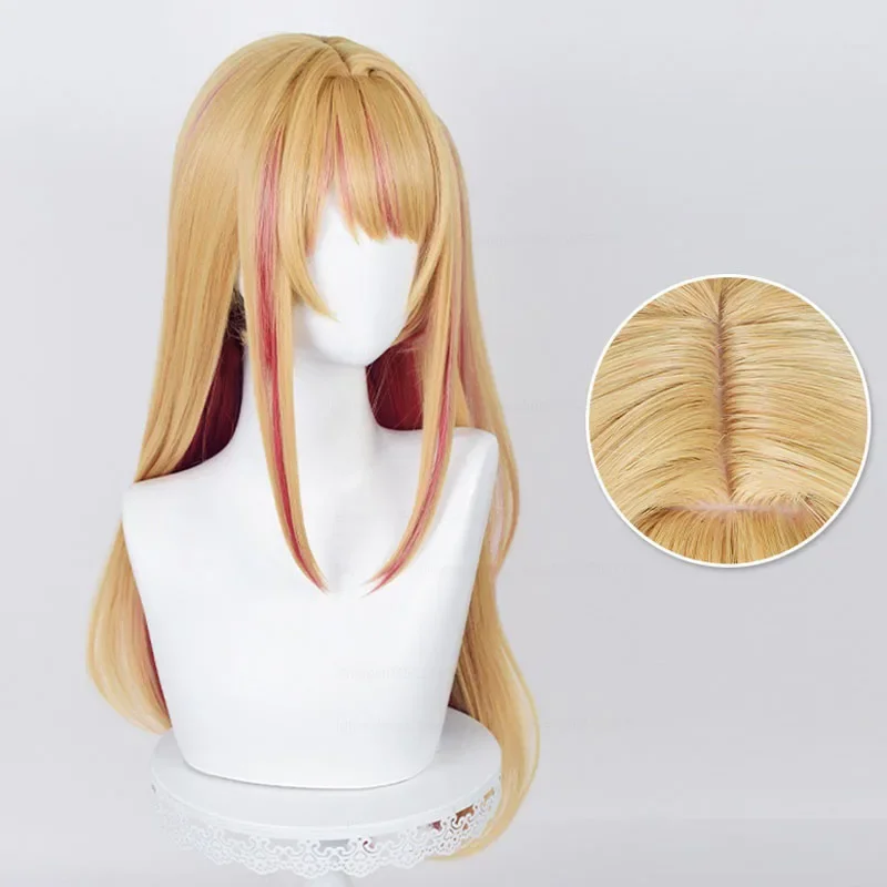 Perruque synthétique lisse 70cm, avec motif de dessin animé okr no ko hosh37adrencosplay, orange or rose, degré de chaleur