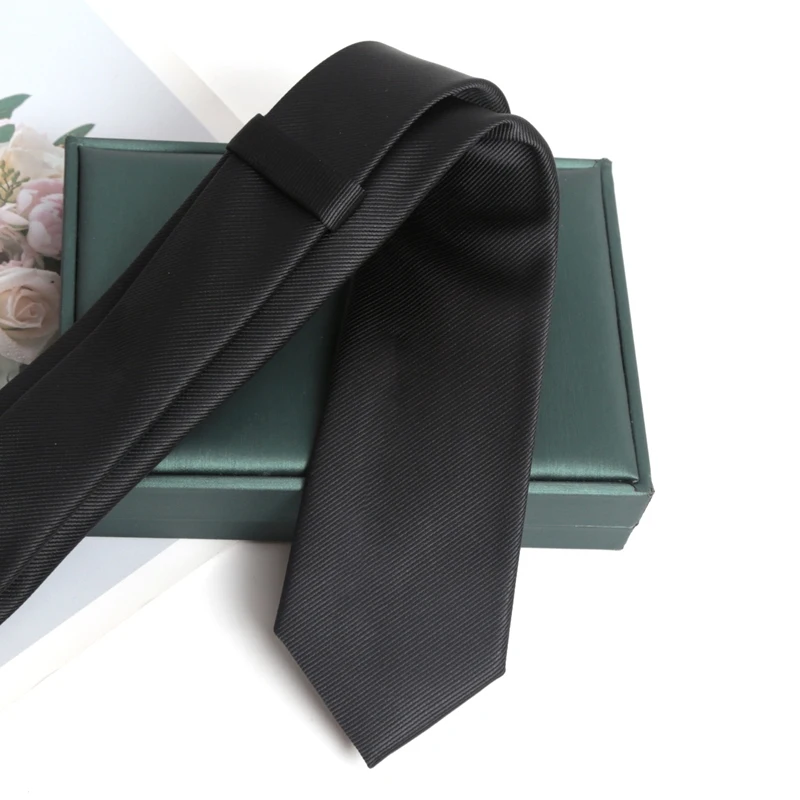 الألوان السوداء قبل تعادل سستة ربطة العنق نحيل 6 سنتيمتر العلاقات للرجال النساء الجاكار Cravat الأعمال الترفيه هدايا الحفلات Corbatas #5