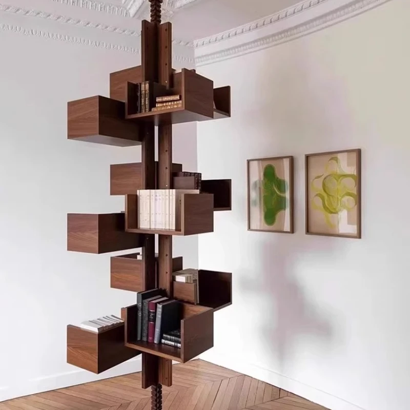 

Simple light luxury rotating bookshelf living room study villa shelf display rack