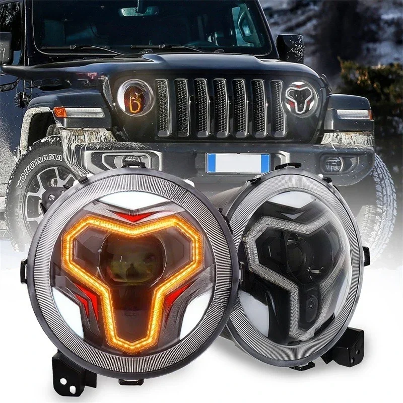 Suitable for JEEP Wrangler JL Gladiator modified LED headlight assembly Welcome angel eye function 9 inch head light