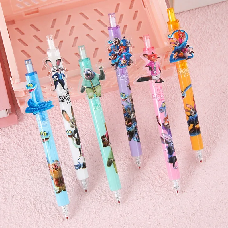 

6-48pcsZootopia 2 Cartoon Movie Merchandise Cultural Creativity Decal Pen High-Quality Ins Student Click-Up Ballpoint Pen