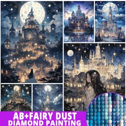 AB Fairy Dust DIY 5D New Dream Castle Diamond Painting Embroidery Mosaic Fantasy Moon Landscape Christmas Home Decor Gift