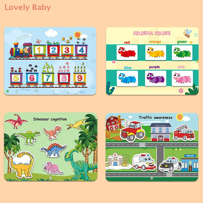 【BBS】ملصقات مشهد مونتيسوري للأطفال ألغاز يدوية قابلة لإعادة الاستخدام كتب كرتونية تعلم الإدراك ألعاب للأطفال هدية #4