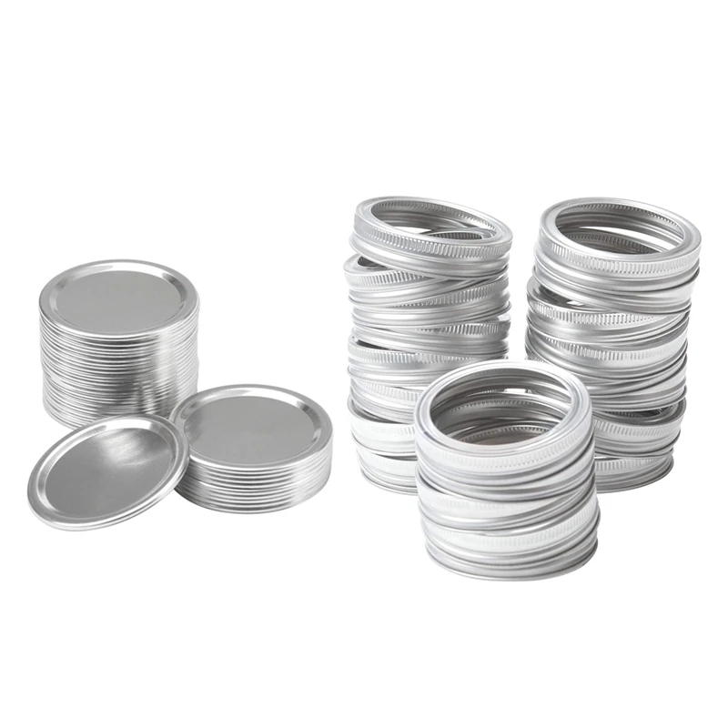 10 Pcs Canning Lids For Mason Jar Wide Mouth, Split-Type Lids Leak Proof And Secure Can Jar Caps,Silver