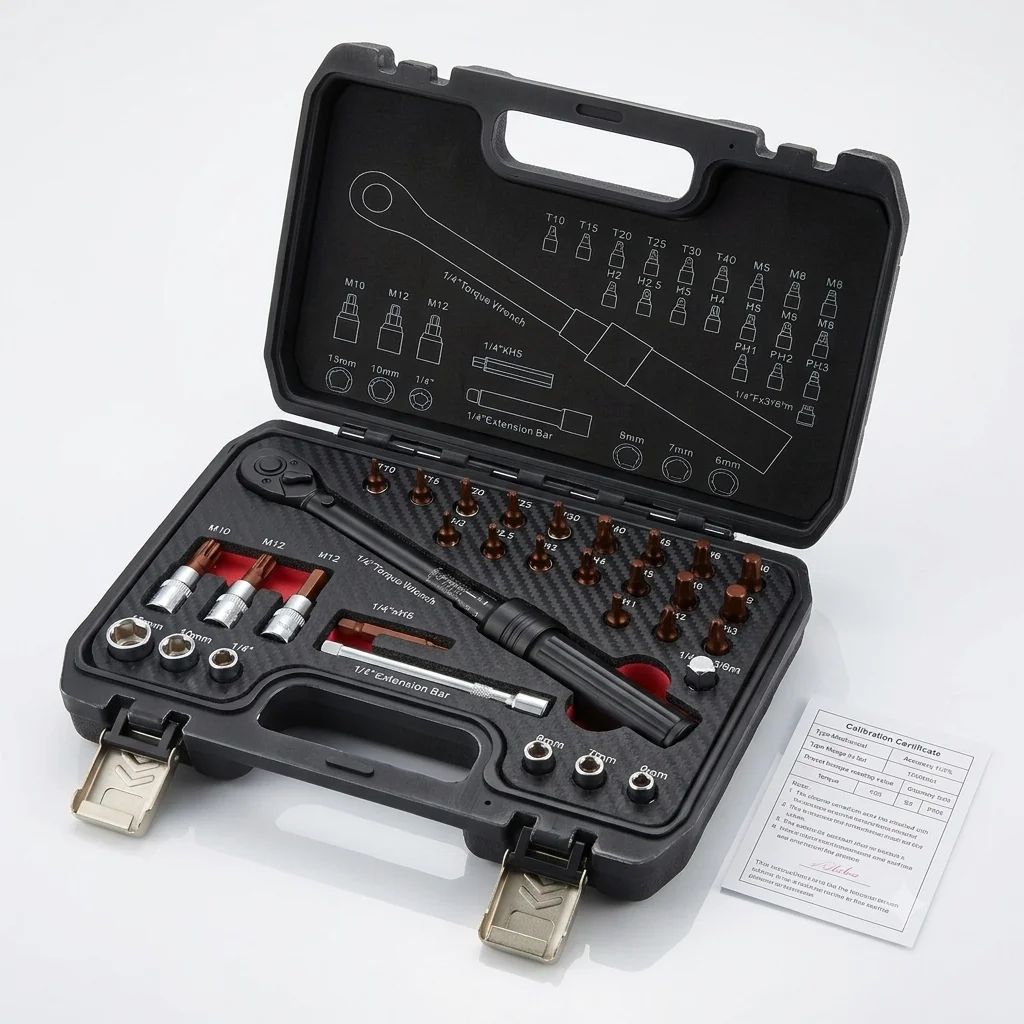 1/4 Inch Drive Torque Wrench Set 2-24Nm, DIY Adjustable Torque Wrench With Sockets Extension Bar