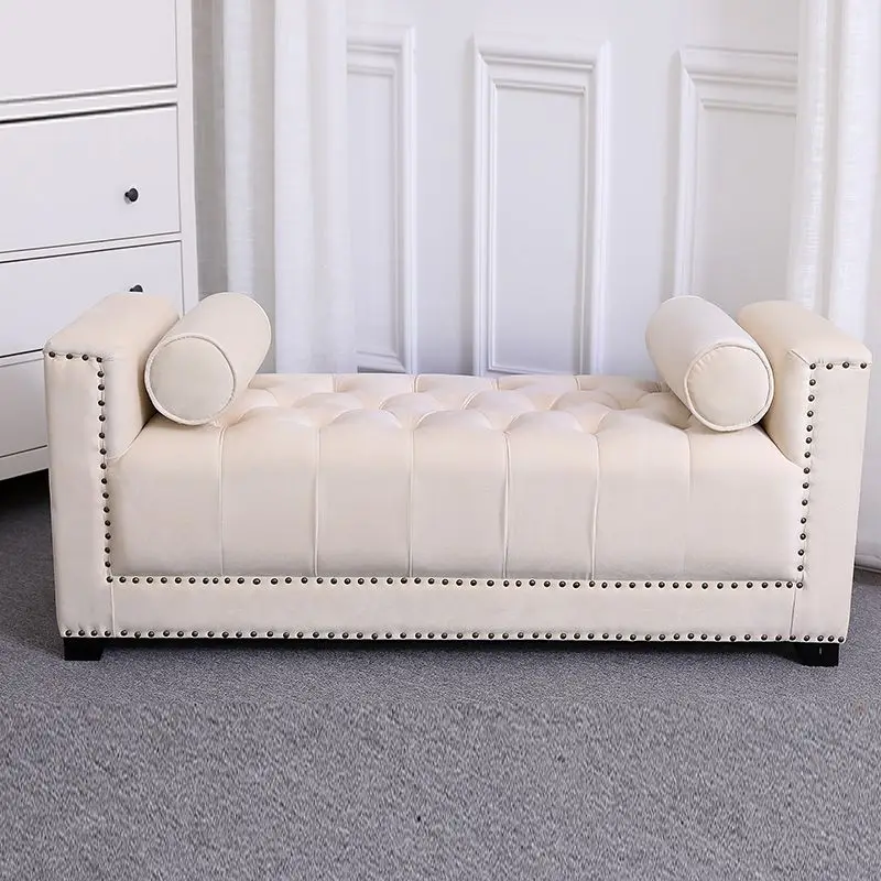 Light luxury bed cream-style living room long sofa bench stool shoe bench