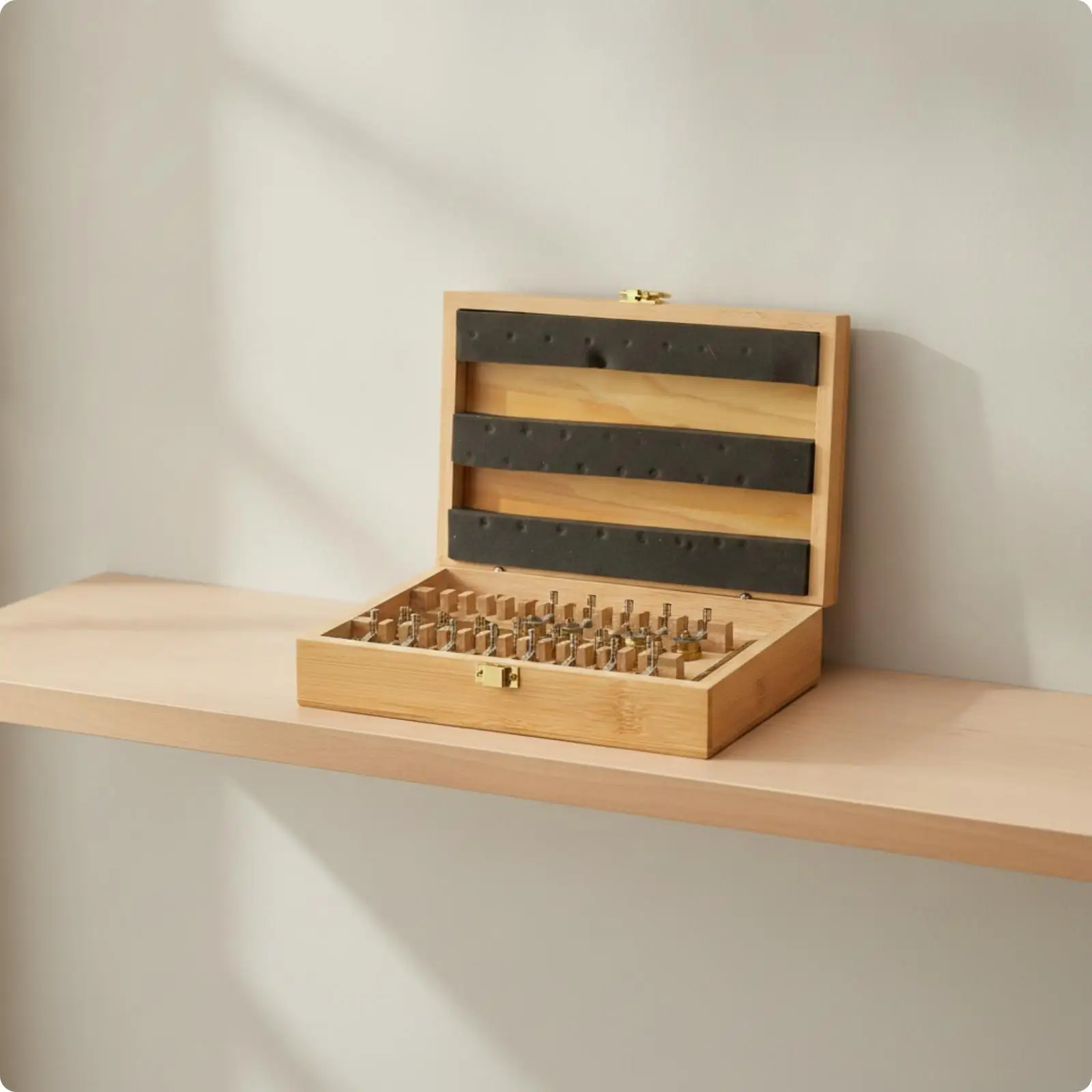 20 Pieces Wood Box Tool Kit Hinged Lid Watch Winding Key Metal Set Latch Pocket
