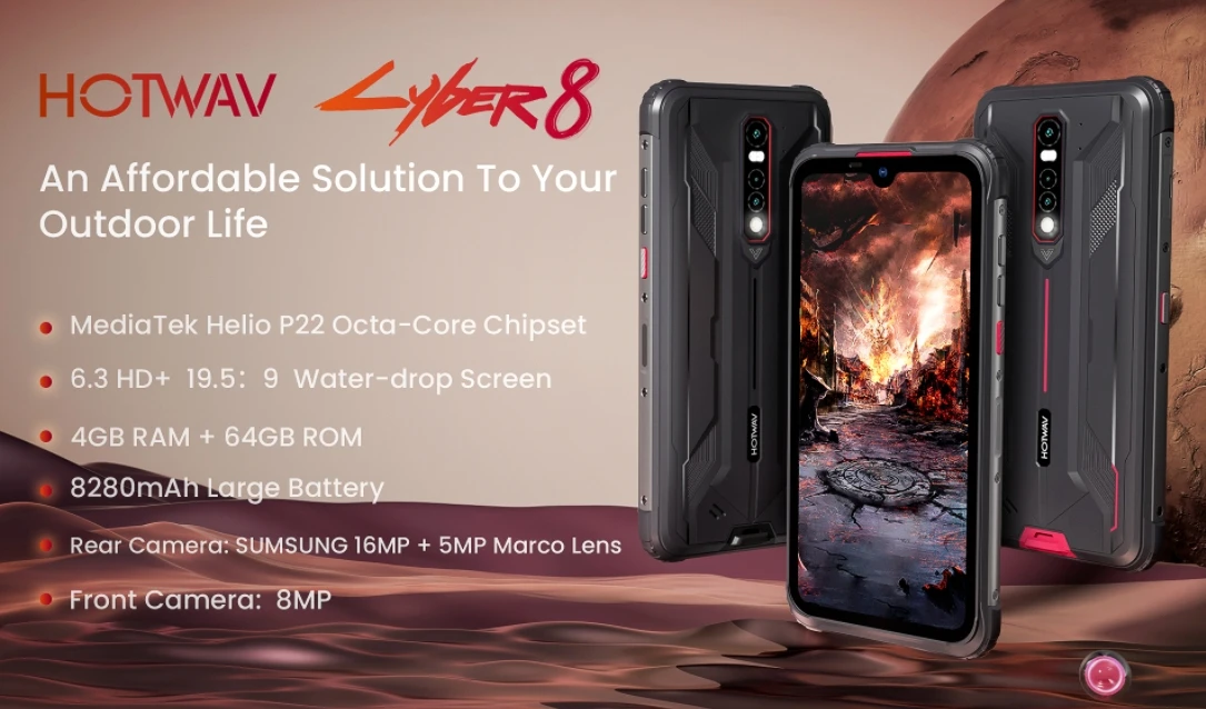 

Hotwav Cyber 8 Helio Mtk6762D 120Hz 6.26-Inch Screen Nfc Triple Proof 4G Smartphone 4Gb+64Gb Ultra Cost-Effective Smartphone