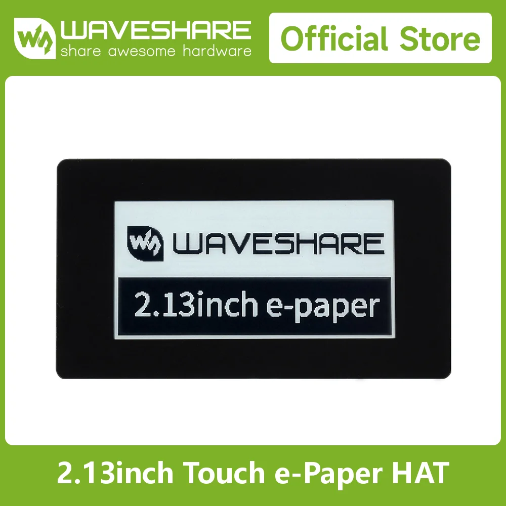 Waveshare 2.13inch Touch E-Paper E-Ink Display HAT For Raspberry Pi, 250×122 Pixels, Black / White, SPI Interface