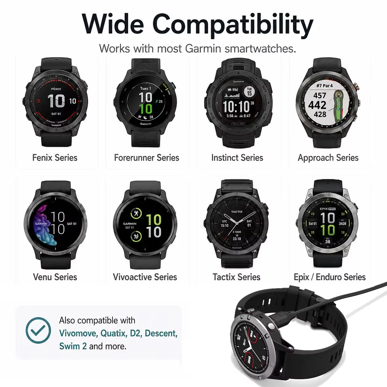Mini USB Lanyard charging cable for Garmin Fenix 7 7S 7X 6 6S 6X 5 5X 5S Approach S60/S40/S42 Forerunner 945 935 Charger Dock