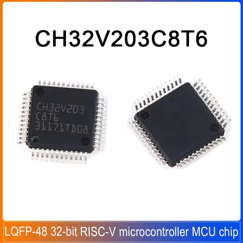 Microcontrolador de piezas de 32 bits, chip MCU, CH32V203C8T6, LQFP-48, CH32V203, CH32, C8T6, 1-10 RISC-V