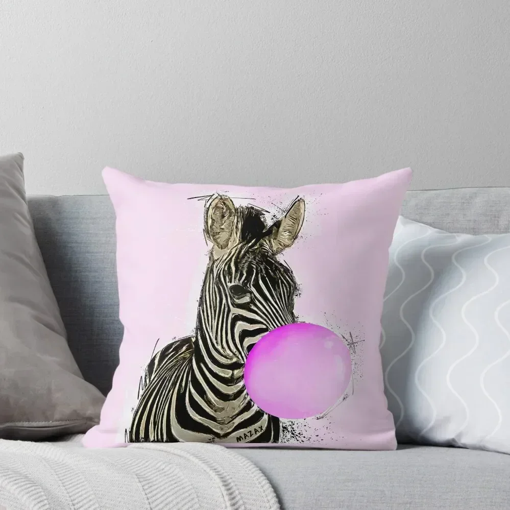 

Zebra Blowing Bubble Gum Art Throw Pillow Pillows Aesthetic luxury decor Christmas Pillowcase pillow