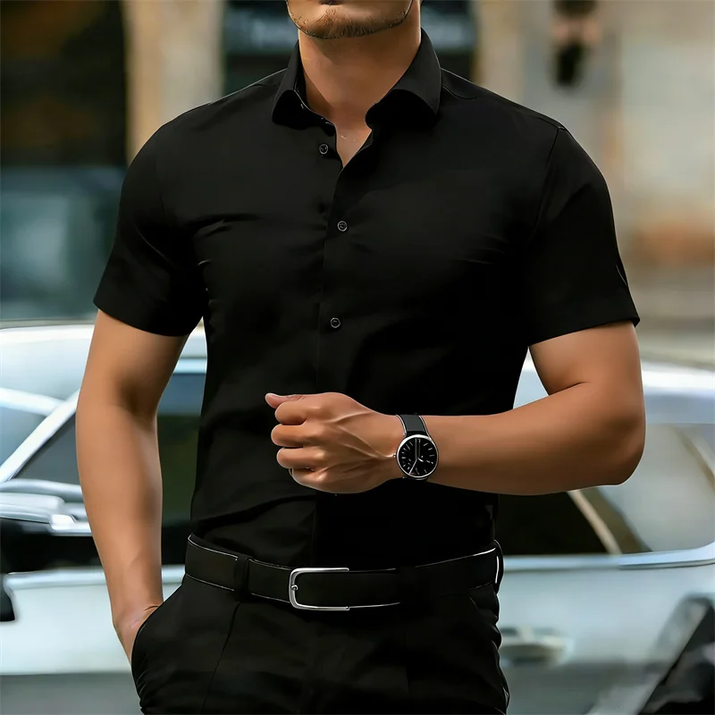 Men's Black Short-Sleeve Casual Shirt product image