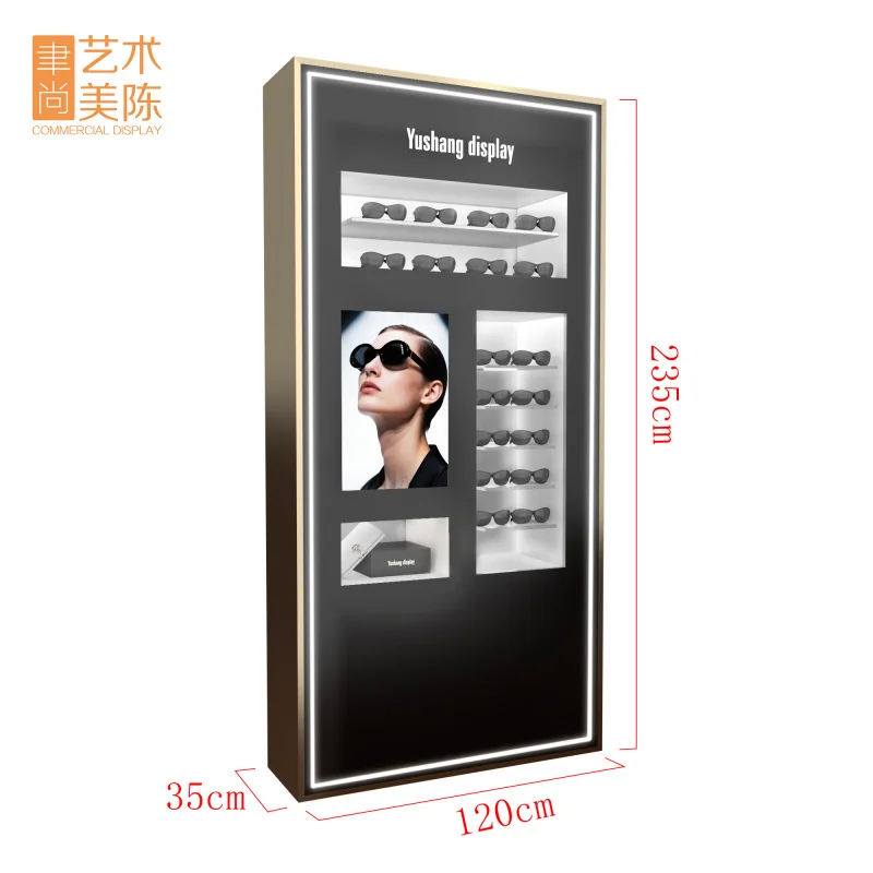 custom.YUSHANG Portable Eyewear Display Cabinet Black-Grade Metal Frame Multi-Tier Detachable Usage Displaying Goods