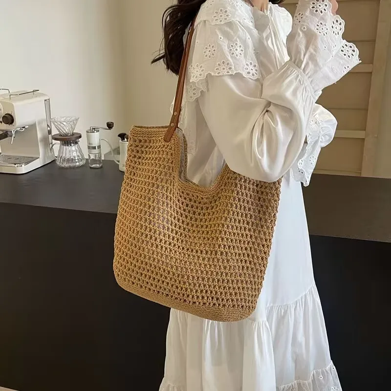 

Women's Summer Woven Bags, Hand-woven Beach Handbags, High-capacity Tote Bags, Handbags, Large Capacity, High Appearance，handbag