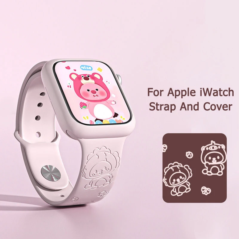 Silicone Strap for iWatch Band 44mm 45mm 41mm 40mm 49mm Cute Loopy Replaceable Wrist Bracelet iwatch Series 3 4 6 7 8 SE Ultra