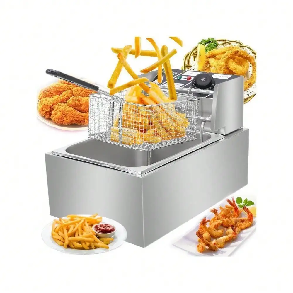 

2500W 6.3QT Commercial Electric Deep Fryer Restaurant Stainless Steel Home