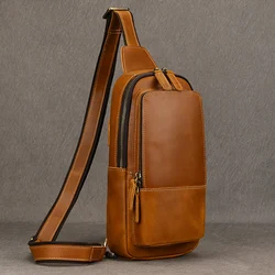 Echt Lederen Borsttas Man Kleine Crossbody Tassen Echte Koeienhuid Slinger Tas Enkele Riem Schoudertas Mannelijke Zomer Telefoon Dagrugzak