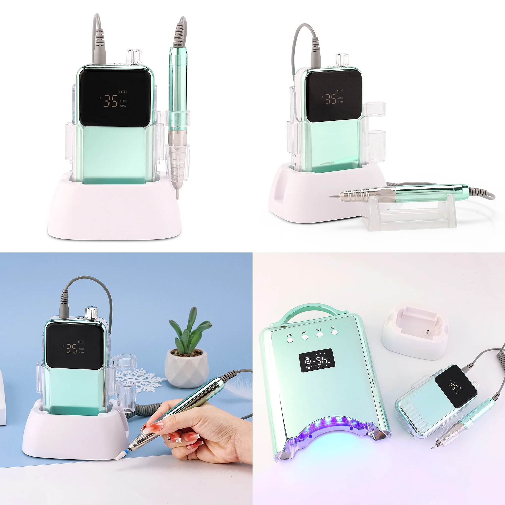 Nail Supply Cordless Nail Drill Machine E-file Rechargeable Portable Nail Sander for Professional Salon Logo Custom 35000 RPM