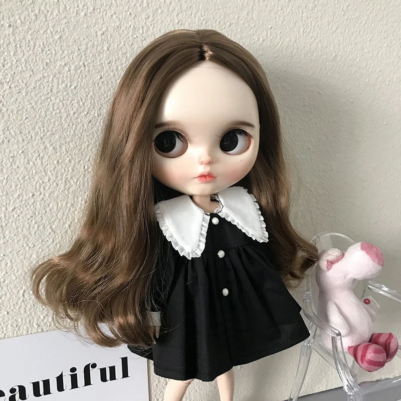 1 Stück Herbst Blythe Puppe Kleid schwarz Langarm niedlich Freizeit kleidung Party kleid für Blyth Licca Ob24 Ob22 Puppen Zubehör