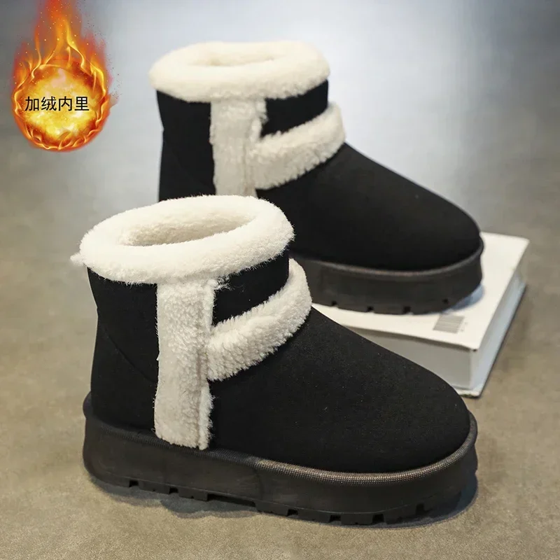 Popular parent-child snow boots 32-40 sizes for boy girl mother leather waterproof anti-slip velvet  thickened kids winter boot