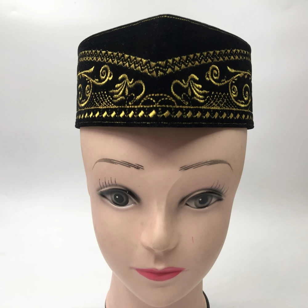 Topi Muslim untuk pria produk pajak pakaian Turki gratis pengiriman Topi perahu Malaysia Kippa Islami Kufi Topi hitam 03215