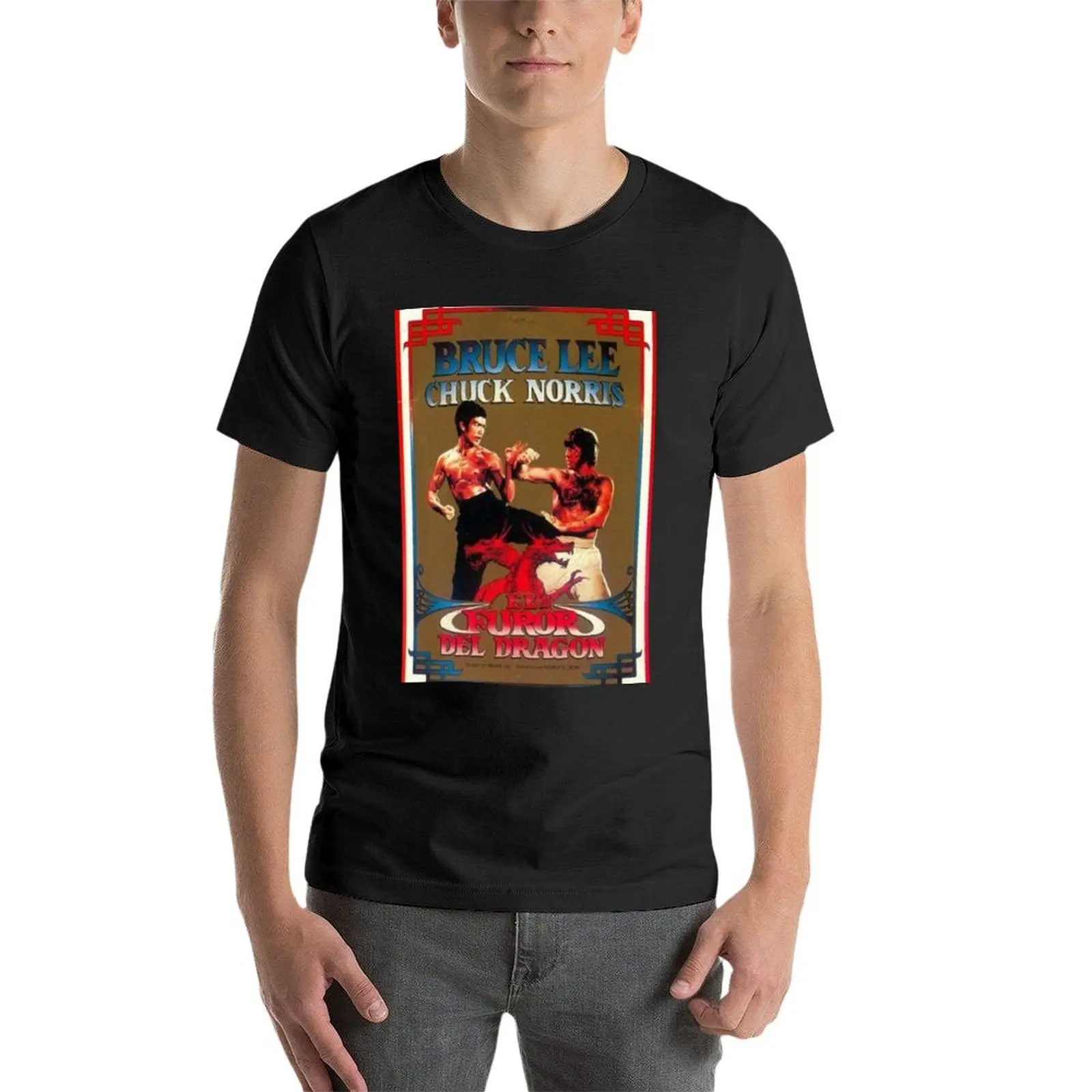 The Way of the Dragon Movie Poster T-Shirt heavyweights blacks clothes for men