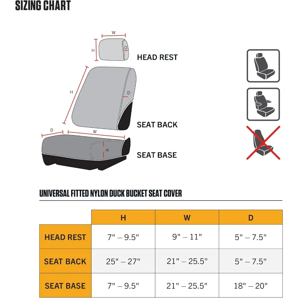 Uniwersalny pokrowiec na siedzenie z nylonu Duck Canvas Carhartt, trwała ochrona z powłoką przeciwdeszczową, pojedynczy, czarny