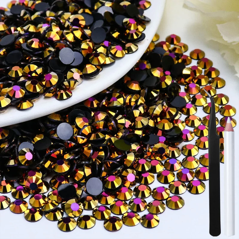 Purple Golden Rose AB Flatback Resin Jelly Rhinestones 2-6mm Faux Gem Bead for Crafts DIY Nail Art Charms Supplies