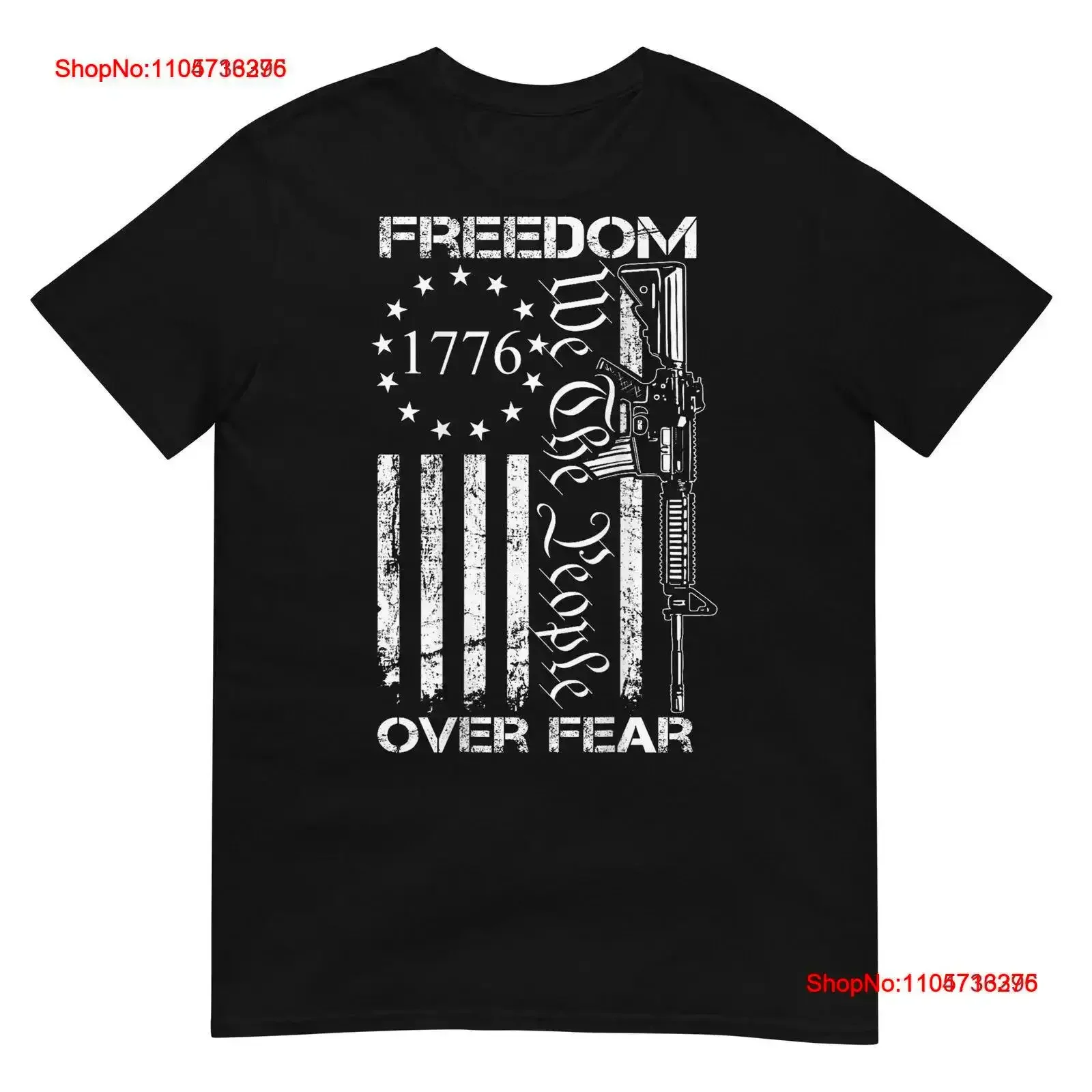 Freedom Over Fear Pro Gun USA Flag 2nd Amendment ON BACK T Shirt vintage Washed Stylish graphic designer clothes Breathable