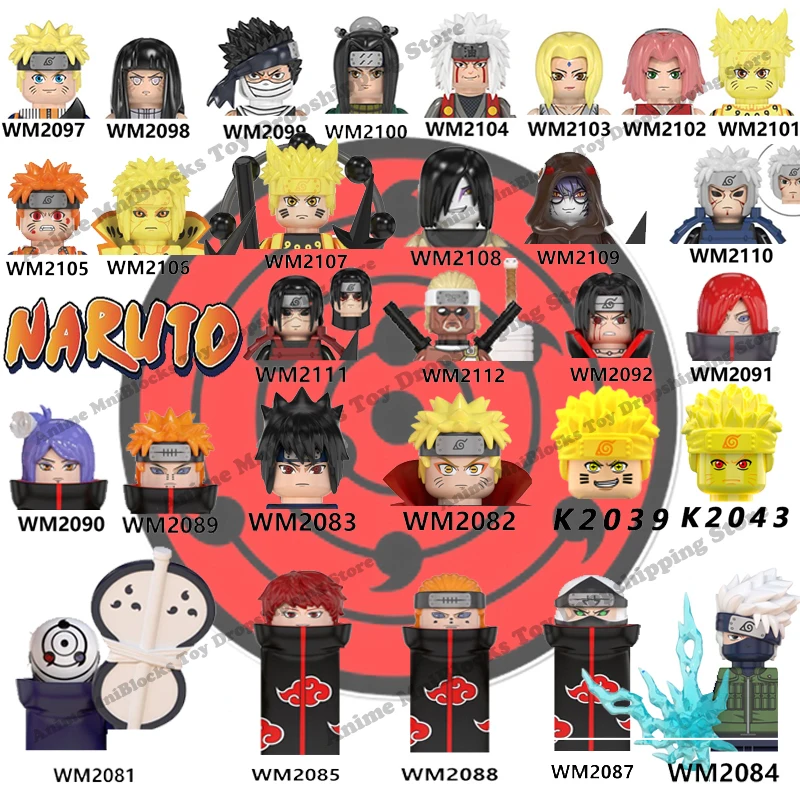 Naruto Sasuke Kakashi Akatsuki bricks Building Blocks Anime cartoon Mini Action Figures Heads Assembly Toys kids Birthday Gifts