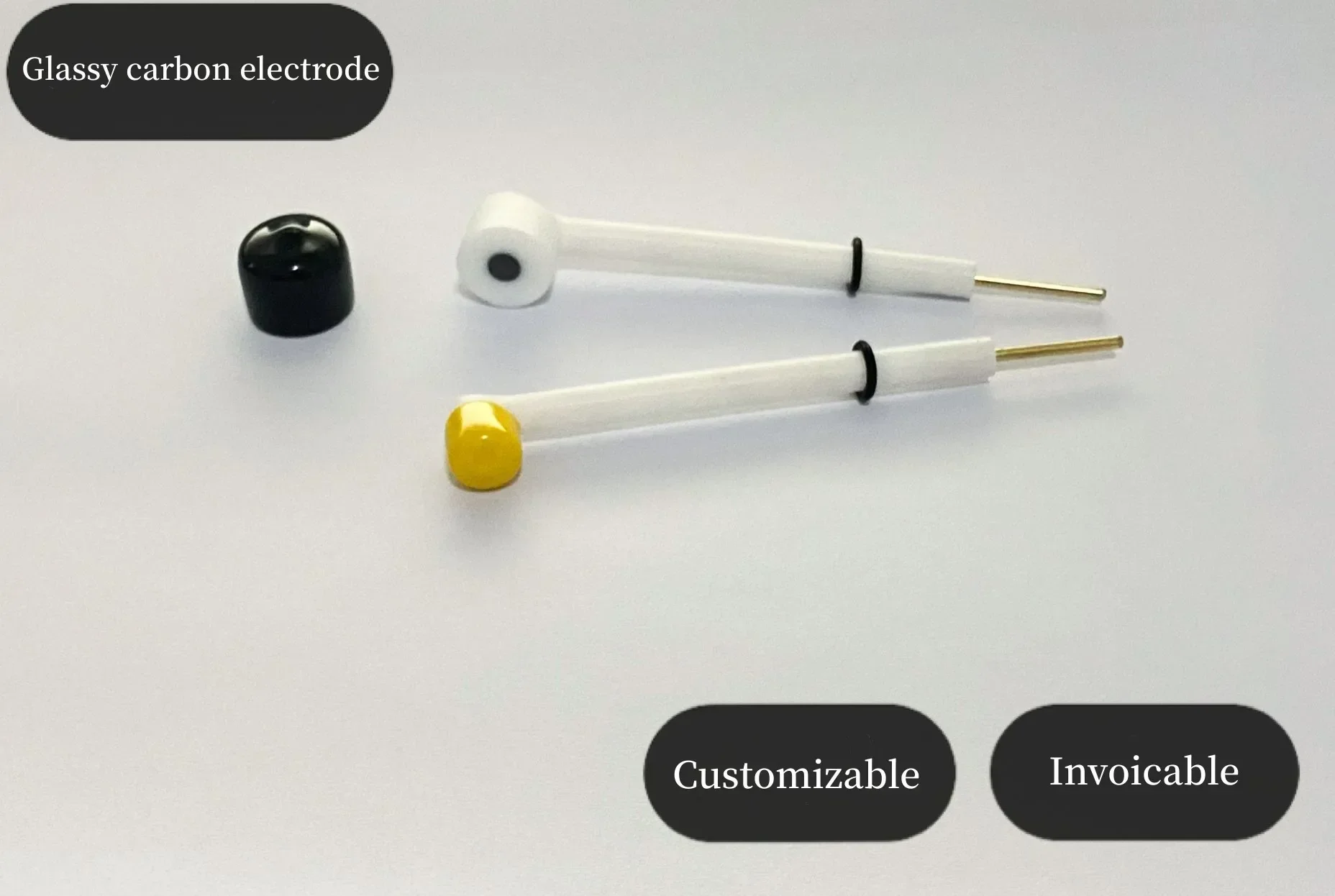 L-shaped glassy carbon disc electrode (made in Japan/specifications 3mm, 4mm, 5mm)