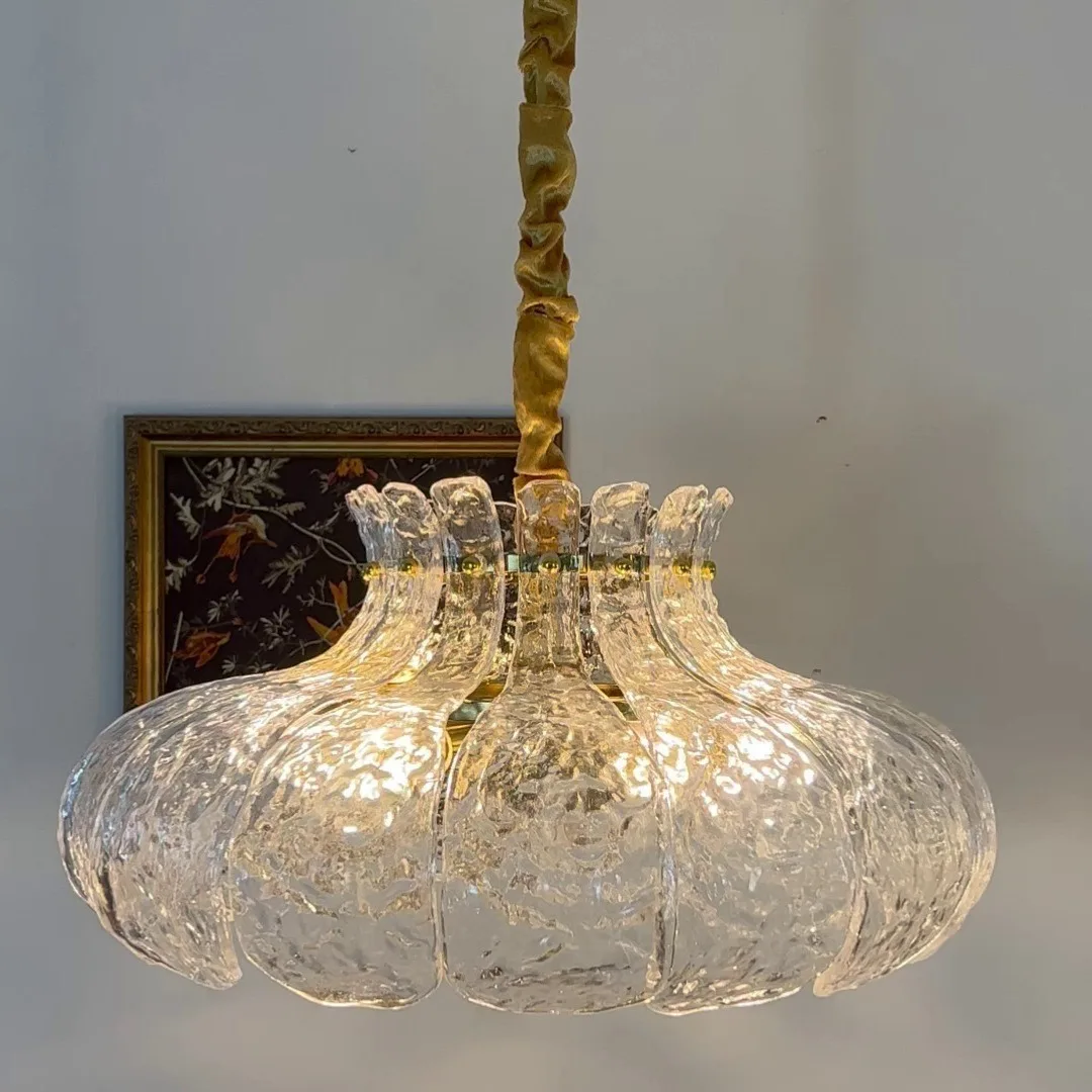 

Retro Vintage French American Style Ice Melt Glass Chandelier for Restaurant, Bedroom, Bar | Designer Lighting